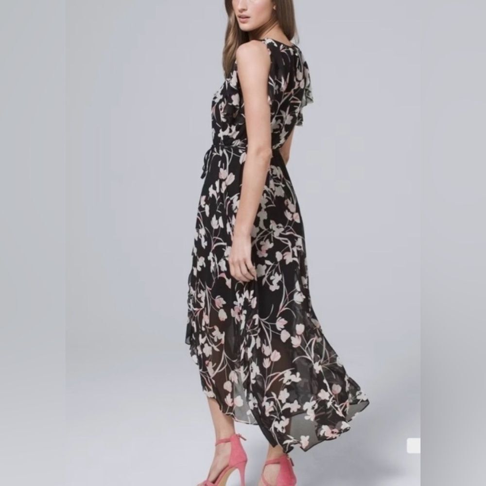 White House Black Market Flutter Sleeve Floral High Low Dress Size 2 - Picture 16 of 16